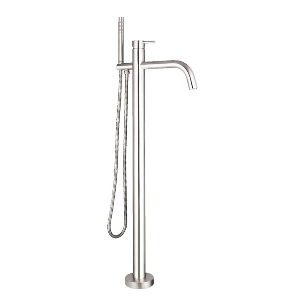 Inox Brushed Stainless Steel Floor Mounted Bath Shower Mixer With Kit 3 Inox Brushed Stainless Steel Floor Mounted Bath Shower Mixer With Kit