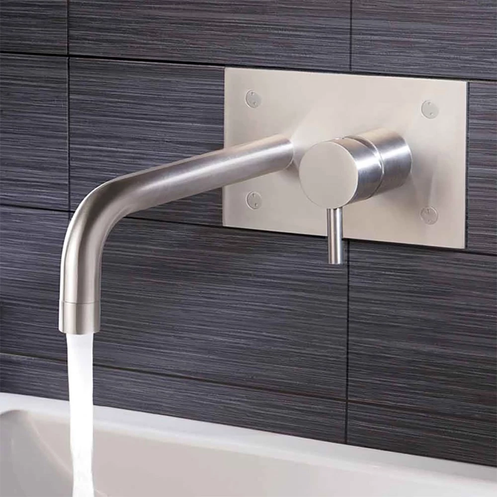 Inox Brushed Stainless Steel Wall Mounted Single Lever Basin Mixer With Backplate 3 Inox Brushed Stainless Steel Wall Mounted Single Lever Basin Mixer With Backplate