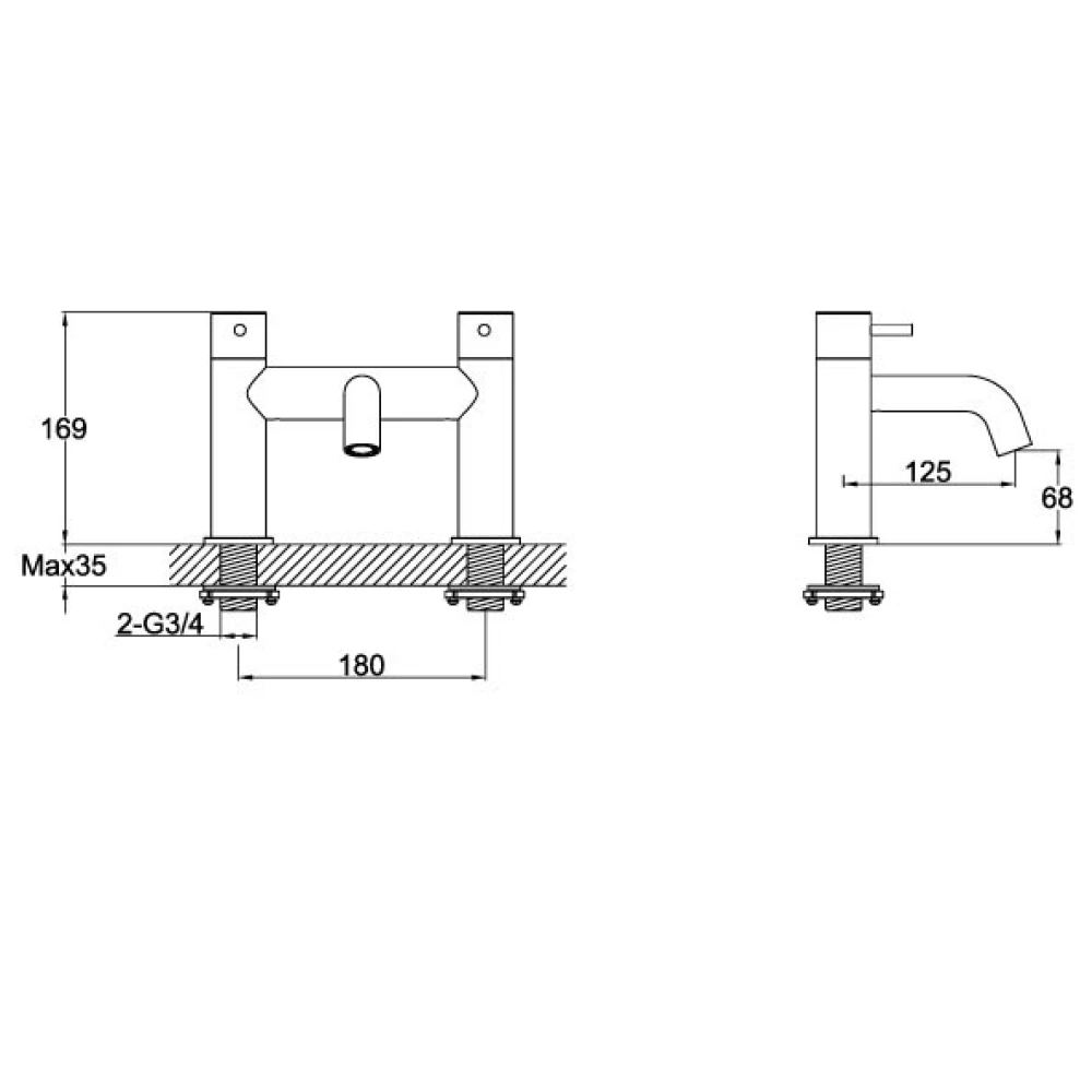 Inox Deck Mounted Bath Filler - Brushed Stainless Steel 4 Inox Deck Mounted Bath Filler - Brushed Stainless Steel - Image 2