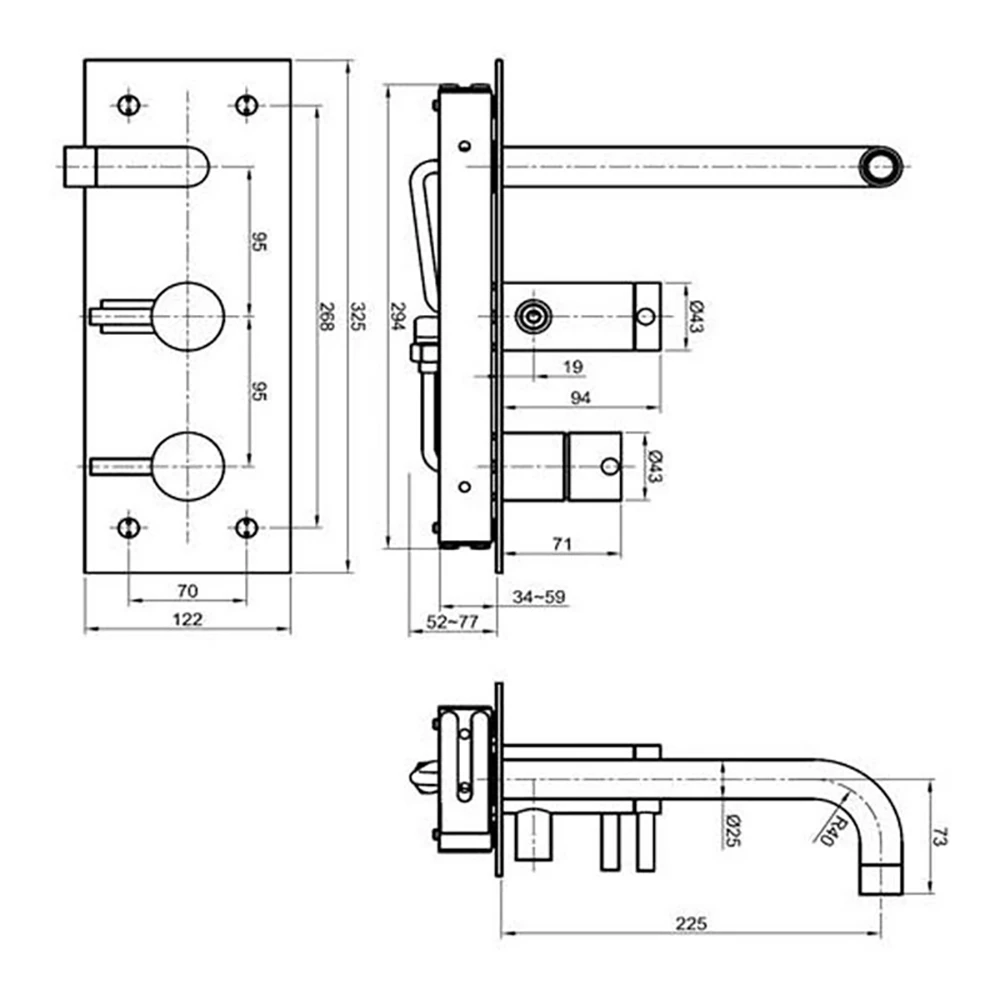 Inox Brushed Stainless Steel Wall Mounted Bath Shower Mixer 4 Inox Brushed Stainless Steel Wall Mounted Bath Shower Mixer - Image 2