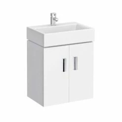 Jack Wall Mounted White Gloss 460mm Vanity Unit & Basin