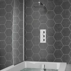 Jake Concealed Shower Valve, 400mm Fixed Shower Head, 360mm Ceiling Shower Arm & Overflow Bath Filler