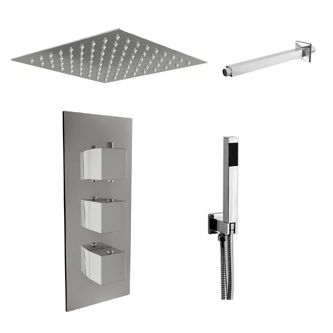 James Concealed Shower Valve, Fixed Head & Shower Handset Kit - 180mm Arm 4 James Concealed Shower Valve, Fixed Head & Shower Handset Kit - 180mm Arm - Image 2