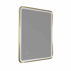 HIX LED Illuminated Brushed Brass Framed Mirror With Demister Pad & Colour Change Lights - 600 X 800mm 14 HIX LED Illuminated Brushed Brass Framed Mirror With Demister Pad & Colour Change Lights - 600 X 800mm -TAP WAREHOUSE Shop just taps hix brushed brass 600x800mm mirror light and demister cutout