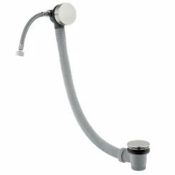 Inox Brushed Stainless Steel Overflow Bath Filler With Click Clack Waste