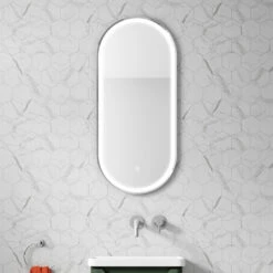 Just Taps LED Illuminated Oval Bathroom Mirror With Heated Demister Pad & Colour Change Lights - 1000 X 450mm