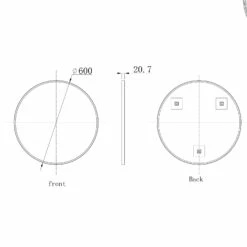 VOS Round Matt Black Framed Mirror - 600mm 17 VOS Round Matt Black Framed Mirror - 600mm -TAP WAREHOUSE Shop just taps vos 600mm mirror tech drawing