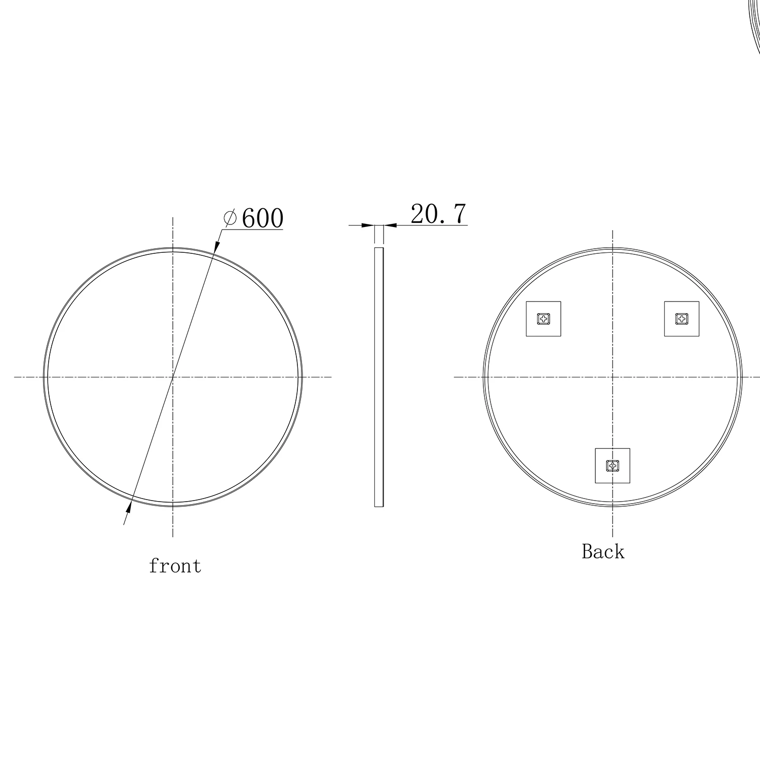 VOS Round Matt Black Framed Mirror - 600mm 10 VOS Round Matt Black Framed Mirror - 600mm - Image 8