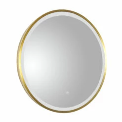 VOS LED Illuminated Round Brushed Brass Framed Mirror With Demister Pad & Colour Change Lights - 600mm 13 VOS LED Illuminated Round Brushed Brass Framed Mirror With Demister Pad & Colour Change Lights - 600mm -TAP WAREHOUSE Shop just taps vos brushed brass 600mm mirror light demister cutout