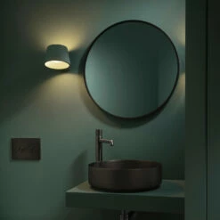 VOS Round Matt Black Framed Mirror - 600mm 16 VOS Round Matt Black Framed Mirror - 600mm -TAP WAREHOUSE Shop just taps vos matt black 600mm mirror lifestyle