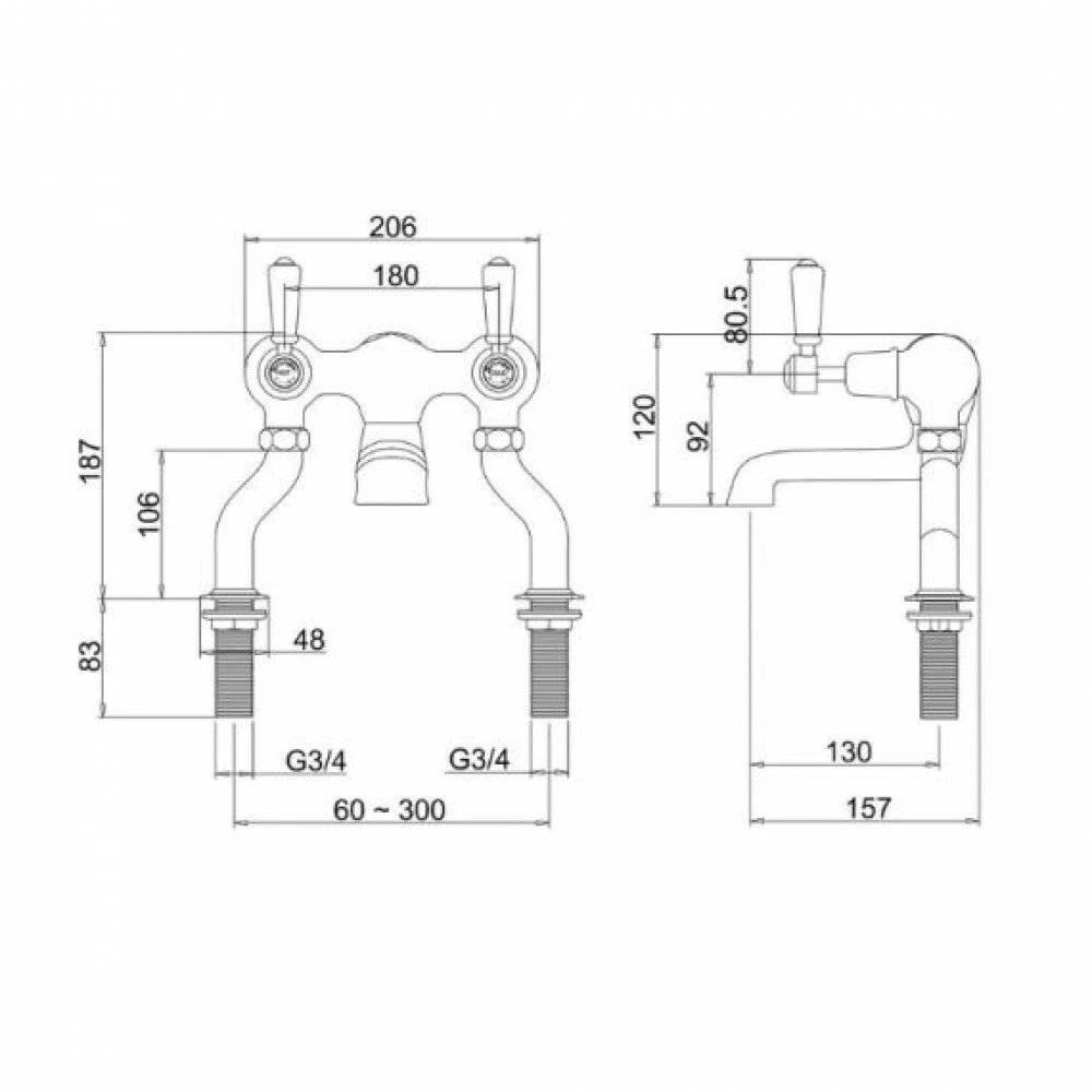 Burlington Kensington Regent Deck Mounted Bath Filler Tap 4 Burlington Kensington Regent Deck Mounted Bath Filler Tap - Image 2