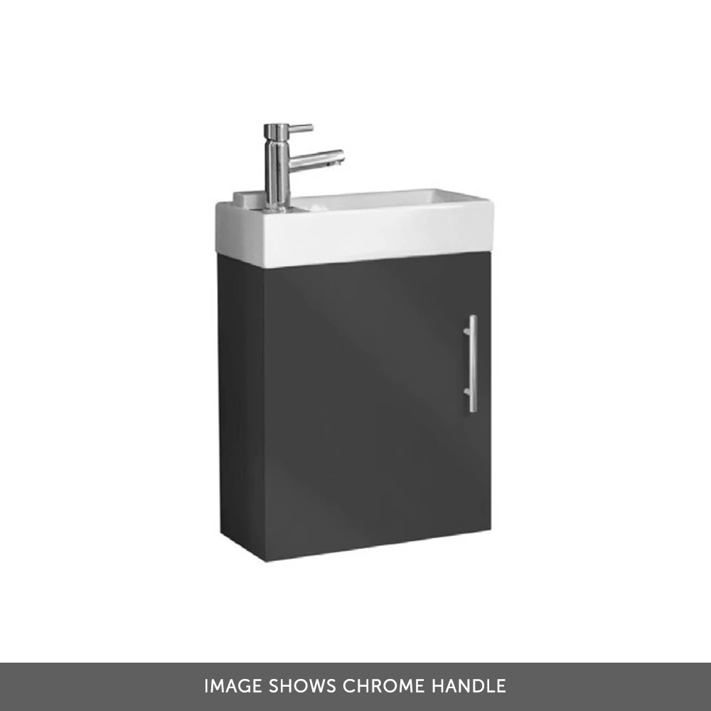 Maisie Compact 400mm Mini Cloakroom Wall Hung Vanity Unit With Black Handle & Basin - Anthracite 6 Maisie Compact 400mm Mini Cloakroom Wall Hung Vanity Unit With Black Handle & Basin - Anthracite - Image 4
