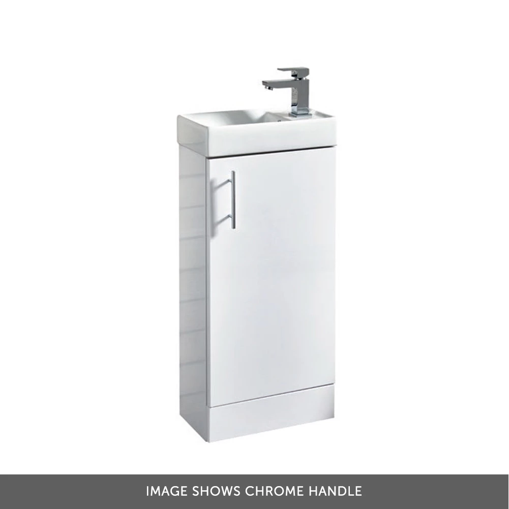 Maisie Compact 400mm Mini Cloakroom Floorstanding Vanity Unit With Black Handle & Basin - Gloss White 6 Maisie Compact 400mm Mini Cloakroom Floorstanding Vanity Unit With Black Handle & Basin - Gloss White - Image 4