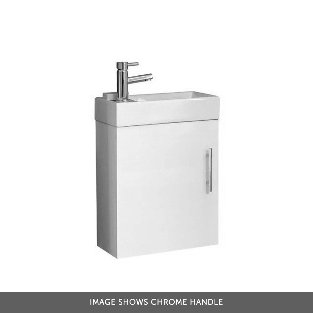 Maisie Compact 400mm Mini Cloakroom Wall Hung Vanity Unit With Black Handle & Basin - Gloss White 6 Maisie Compact 400mm Mini Cloakroom Wall Hung Vanity Unit With Black Handle & Basin - Gloss White - Image 4