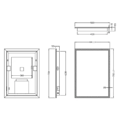 Harbour Glow LED Bluetooth Mirror With Demister Pad & Shaver Socket - 500 X 700mm 15 Harbour Glow LED Bluetooth Mirror With Demister Pad & Shaver Socket - 500 X 700mm -TAP WAREHOUSE Shop led mirror004 technicaldrawing