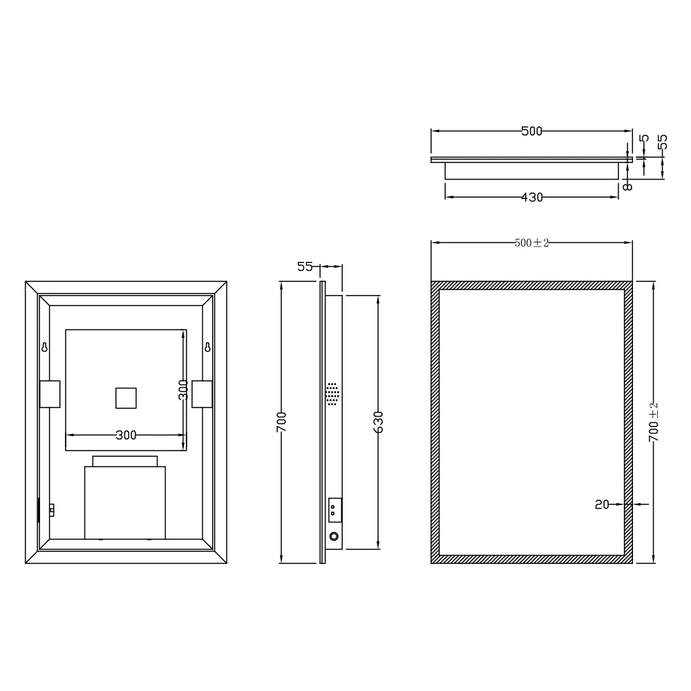 Harbour Glow LED Bluetooth Mirror With Demister Pad & Shaver Socket - 500 X 700mm 9 Harbour Glow LED Bluetooth Mirror With Demister Pad & Shaver Socket - 500 X 700mm - Image 7