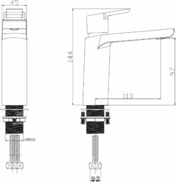 Sagittarius Livorno Mono Basin Mixer With Sprung Waste -TAP WAREHOUSE Shop li106 line drawing