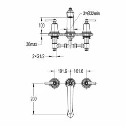 Flova Liberty 3 Hole Deck Mounted Bath Mixer Tap - Oil Rubbed Bronze -TAP WAREHOUSE Shop li3hbf orb flova liberty bath fillers techimage