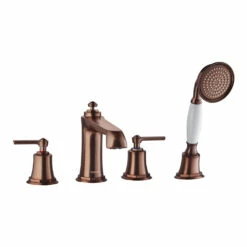 Flova Liberty 4 Hole Deck Mounted Bath Shower Mixer With Pull Out Handset - Oil Rubbed Bronze
