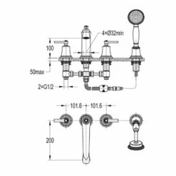 Flova Liberty 4 Hole Deck Mounted Bath Shower Mixer With Pull Out Handset - Oil Rubbed Bronze -TAP WAREHOUSE Shop li4hbsm orb flova liberty bath shower mixers techimage