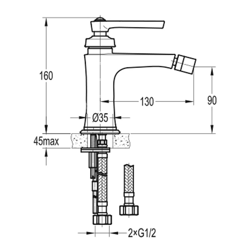 Flova Liberty Single Lever Mono Bidet Mixer With Clicker Waste - Chrome 4 Flova Liberty Single Lever Mono Bidet Mixer With Clicker Waste - Chrome - Image 2