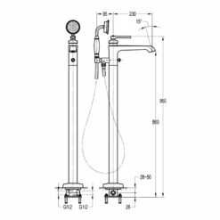 Flova Liberty Floor Standing Bath Shower Mixer With Handset Kit - Chrome -TAP WAREHOUSE Shop lifmbsm flova liberty freestanding bath taps techimage