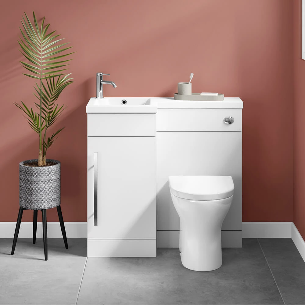 Harbour Icon 900mm Spacesaving White Gloss Left Combination Bathroom Toilet, Sink Unit, Cistern & Vellamo Aspire Toilet With SC Seat 6 Harbour Icon 900mm Spacesaving White Gloss Left Combination Bathroom Toilet, Sink Unit, Cistern & Vellamo Aspire Toilet With SC Seat - Image 4