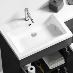 Harbour Icon 1100mm Right Hand Combination Bathroom Toilet & Sink Unit With Harbour Toilet And Cistern - Graphite Grey 19 Harbour Icon 1100mm Right Hand Combination Bathroom Toilet & Sink Unit With Harbour Toilet And Cistern - Graphite Grey -TAP WAREHOUSE Shop lili combination unit matt grey chrome handle basin zoom