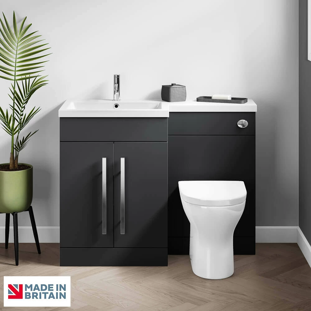 Harbour Icon 1100mm Right Hand Combination Bathroom Toilet & Sink Unit With Harbour Toilet And Cistern - Graphite Grey 5 Harbour Icon 1100mm Right Hand Combination Bathroom Toilet & Sink Unit With Harbour Toilet And Cistern - Graphite Grey - Image 3