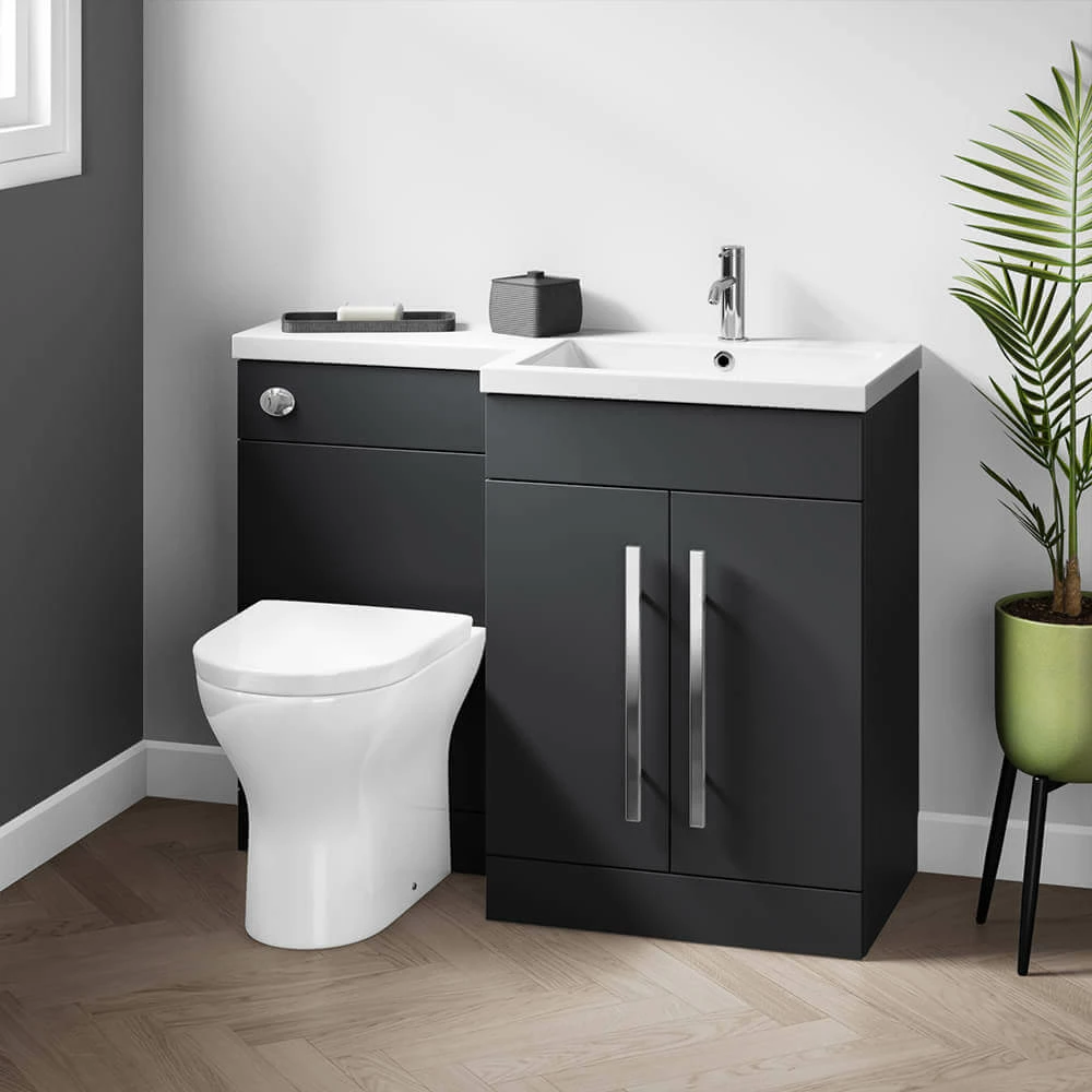Harbour Icon 1100mm Right Hand Combination Bathroom Toilet & Sink Unit With Harbour Toilet And Cistern - Graphite Grey 4 Harbour Icon 1100mm Right Hand Combination Bathroom Toilet & Sink Unit With Harbour Toilet And Cistern - Graphite Grey - Image 2