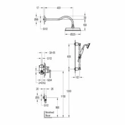 Flova Liberty Concealed Manual Mixer Valve With Overhead Shower & Slide Rail Kit - Chrome -TAP WAREHOUSE Shop lishvodiv ki024 lisfss kil120 flova techimage