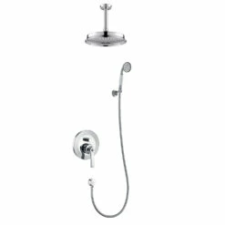 Flova Liberty Concealed Manual Mixer Valve With Ceiling Mounted Rainshower & Handset Kit - Chrome