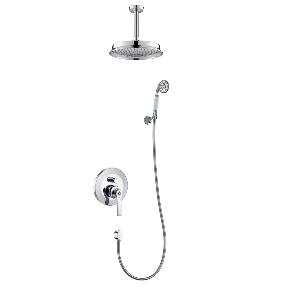 Flova Liberty Concealed Manual Mixer Valve With Ceiling Mounted Rainshower & Handset Kit - Chrome 3 Flova Liberty Concealed Manual Mixer Valve With Ceiling Mounted Rainshower & Handset Kit - Chrome