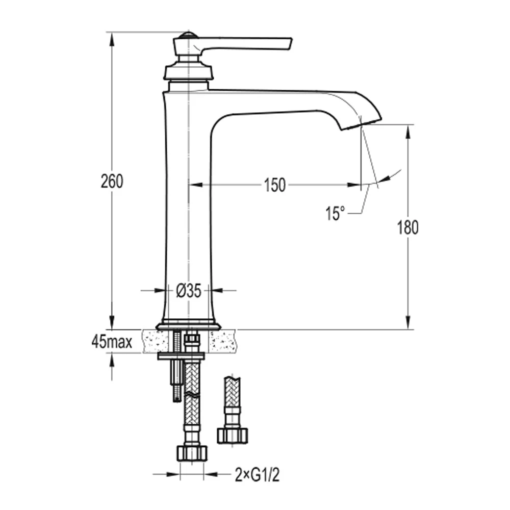 Flova Liberty Tall Mono Basin Mixer With Clicker Waste - Chrome 6 Flova Liberty Tall Mono Basin Mixer With Clicker Waste - Chrome - Image 4