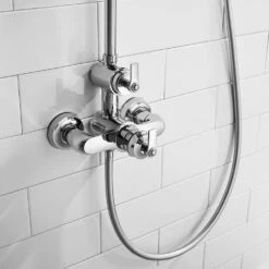 Flova Liberty Exposed Thermostatic Shower Column With Overhead Rainshower & Handset Kit - Chrome 9 Flova Liberty Exposed Thermostatic Shower Column With Overhead Rainshower & Handset Kit - Chrome -TAP WAREHOUSE Shop litskit flova liberty exposed shower sets detail