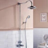 Flova Liberty Exposed Thermostatic Shower Column With Overhead Rainshower & Handset Kit - Chrome 1 Flova Liberty Exposed Thermostatic Shower Column With Overhead Rainshower & Handset Kit - Chrome -TAP WAREHOUSE Shop litskit flova liberty exposed shower sets lifestyle