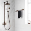 Flova Liberty Exposed Thermostatic Shower Column With Overhead Rainshower & Handset Kit - Oil Rubbed Bronze -TAP WAREHOUSE Shop litskit orb flova liberty exposed shower sets lifestyle2