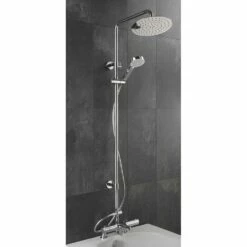 Sagittarius Logic Deck Mounted Thermostatic Bath Filler With Rigid Riser Shower Kit