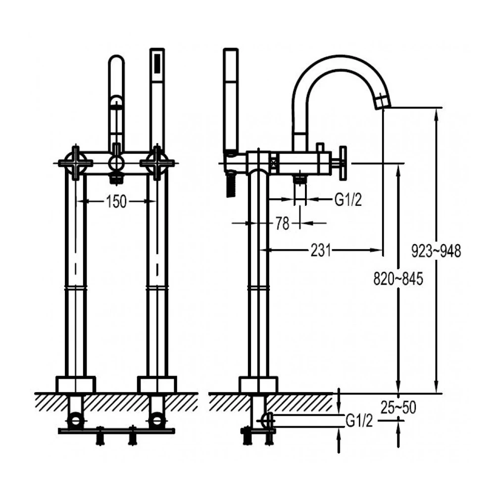 Flova Levo Floor Standing Bath Shower Mixer With Handset Kit 4 Flova Levo Floor Standing Bath Shower Mixer With Handset Kit - Image 2