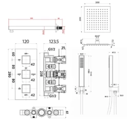 Margot Concealed Shower Valve, 300mm Head & Handset - 180mm Ceiling Arm 13 Margot Concealed Shower Valve, 300mm Head & Handset - 180mm Ceiling Arm -TAP WAREHOUSE Shop margot shower valve 200 head handset kit tech