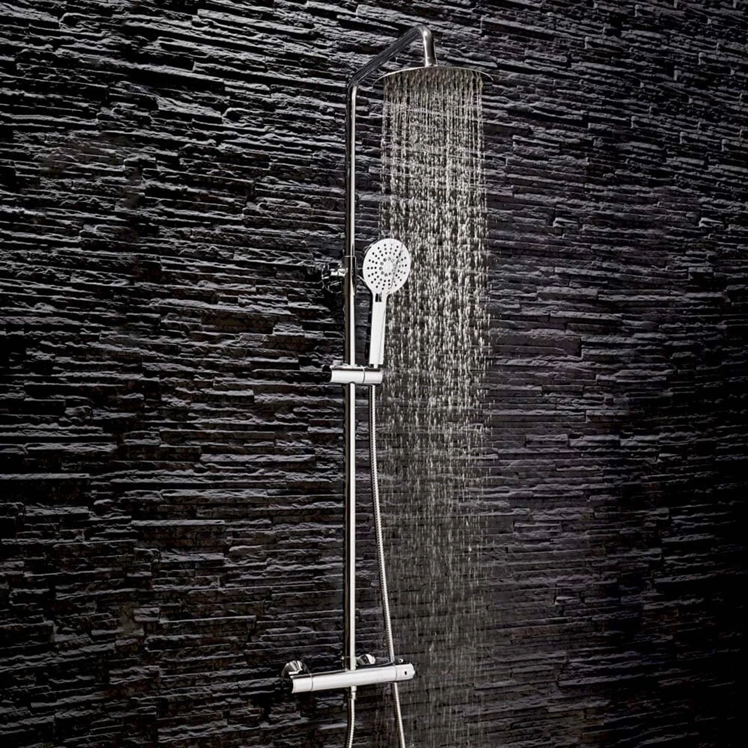 Vellamo Marvel WRAS-Approved Modern Thermostatic Shower Set With Thin Fixed Head 3 Vellamo Marvel WRAS-Approved Modern Thermostatic Shower Set With Thin Fixed Head