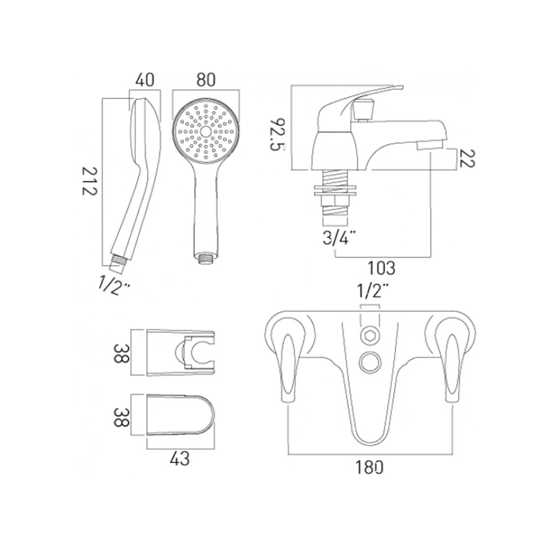 Vado Matrix Bath Shower Mixer With Shower Kit 4 Vado Matrix Bath Shower Mixer With Shower Kit - Image 2