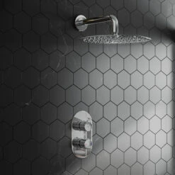 Melanie Concealed Shower Valve, 380mm Curved Wall Mounted Arm & 300mm Fixed Shower Head