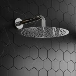 Melanie Concealed Shower Valve, 380mm Curved Wall Mounted Arm & 300mm Fixed Shower Head -TAP WAREHOUSE Shop melanie concealed shower kit lifestyle kit v4