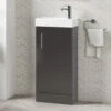 Minnie 400mm Floorstanding Cloakroom Vanity Unit & Basin - Gloss Grey -TAP WAREHOUSE Shop minnie 400mm floorstanding cloakroom unit gloss grey lifestyle1
