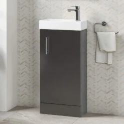 Minnie 400mm Floorstanding Cloakroom Vanity Unit & Basin - Gloss Grey