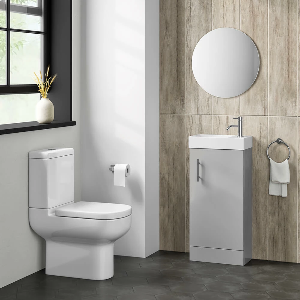 Minnie 400mm Floorstanding Cloakroom Vanity Unit & Basin - Gloss Grey Mist 5 Minnie 400mm Floorstanding Cloakroom Vanity Unit & Basin - Gloss Grey Mist - Image 3