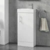 Minnie 400mm Floorstanding Cloakroom Vanity Unit & Basin - Gloss White -TAP WAREHOUSE Shop minnie 400mm floorstanding cloakroom unit white gloss lifestyle1