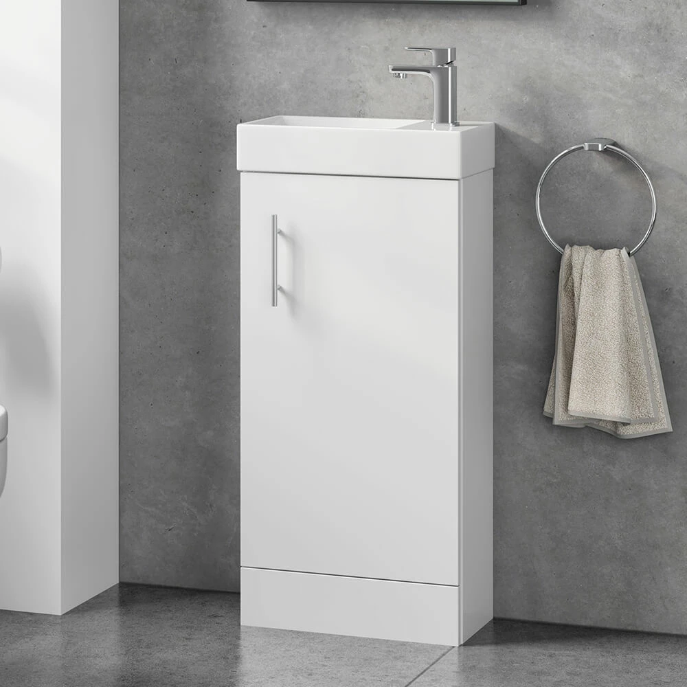 Minnie 400mm Floorstanding Cloakroom Vanity Unit & Basin - Gloss White 3 Minnie 400mm Floorstanding Cloakroom Vanity Unit & Basin - Gloss White