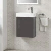 Minnie 400mm Wall Mounted Cloakroom Vanity Unit & Basin - Gloss Grey -TAP WAREHOUSE Shop minnie 400mm wall mounted cloakroom unit gloss grey lifestyle1